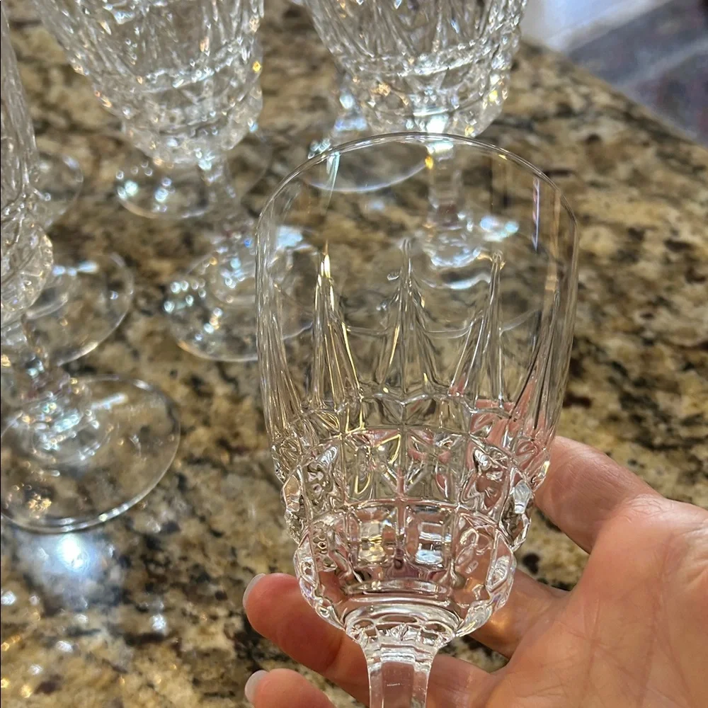 vintage Cristal d'Arques "Pompadour" pattern lead crystal wine glasses set of 11 - Picture 11 of 13